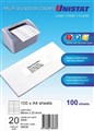 Unistat 38936 Laser Inkjet Copier Labels 98 x 254mm 20 Per Sheet Box 100