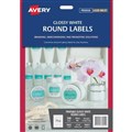Avery 980052 L7147 Glossy Round Labels Laser Inkjet 40mm Diameter 24 Per Sheet Pack 10