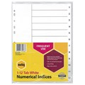 Marbig 35031 Dividers 112 Tab A4 PP White