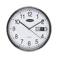Carven CL285SLCD Round Wall Clock with LCD Date Silver Rim