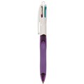 Bic 4 Colour Grip Fashion Retractable Ballpoint Pen Medium Purple Pink Turquoise Lime Box 10