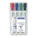 Staedtler 351BWP4 Lumocolor Whiteboard Marker Chisel Assorted Wallet 4