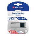 Verbatim 98665 USB Flash Drive 32GB Secure Pro 30 SilverBlack
