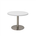 Round Table 900mm Stainless Steel Disc Base White Top