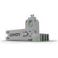 Lindy USBA Port Blocker 4 Pack  Key Green